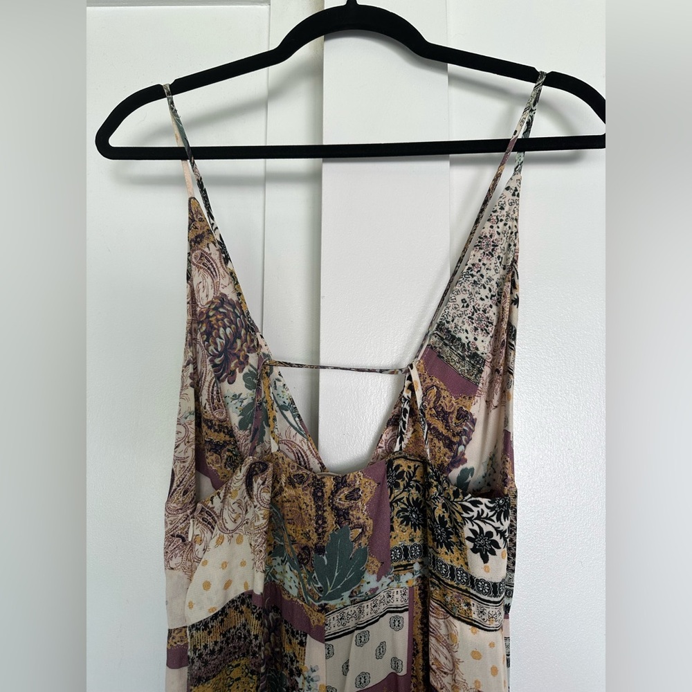 Free People Margarita Patchwork Jumpsuit 4 Boho Hippie Festival Paisley Wide Leg - Picture 6 of 16